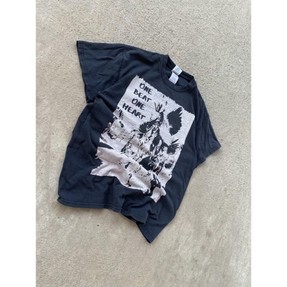 VTG One Beat One Heart Shirt Mens Medium Black Pow Wow Native Graphic Tee Roots - Picture 2 of 9